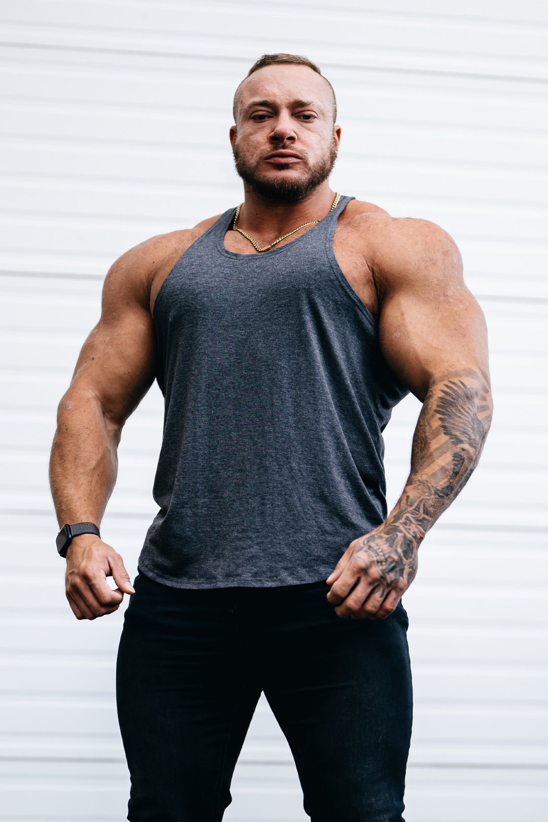 Classic Bodybuilding Racerback Stringer - Heather Gray