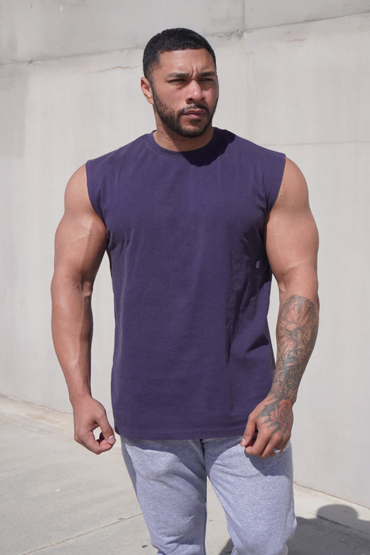 Retro Oversized Muscle Tee - Washed Navy
