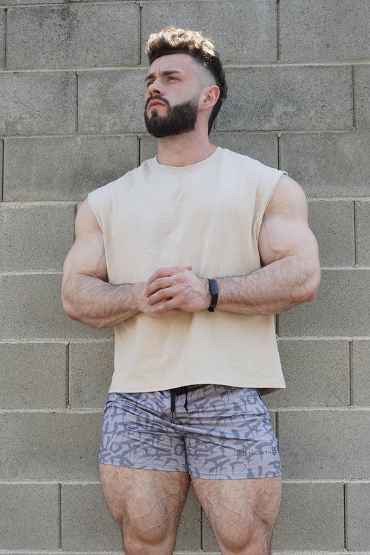 Box Cut Muscle Tee - Light Khaki