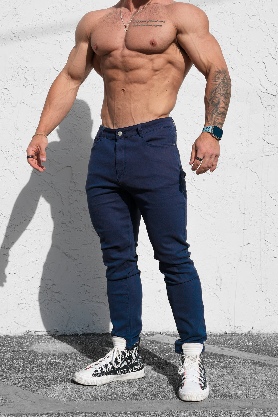 Men's Fitted Stretchy Pants - Navy