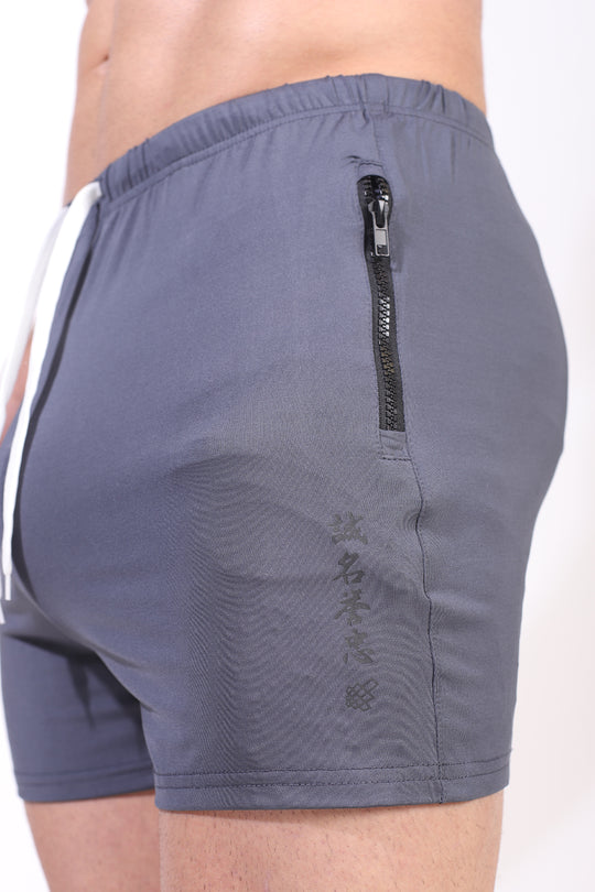 Agile Bodybuilding 4'' Shorts w Zipper Pockets - Gray Integrity