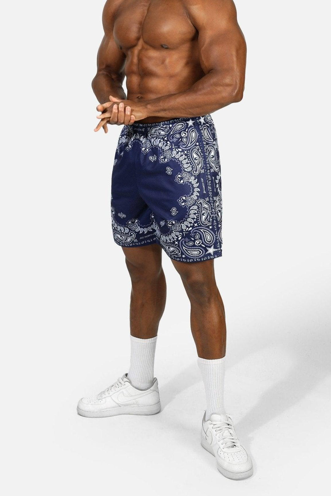 Jersey Mesh 7.5" Gym Shorts - Navy Paisley
