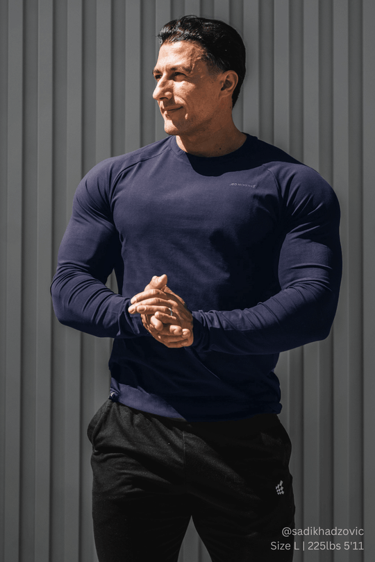 Titan Muscle-Fit Long Sleeve T-Shirt - Navy
