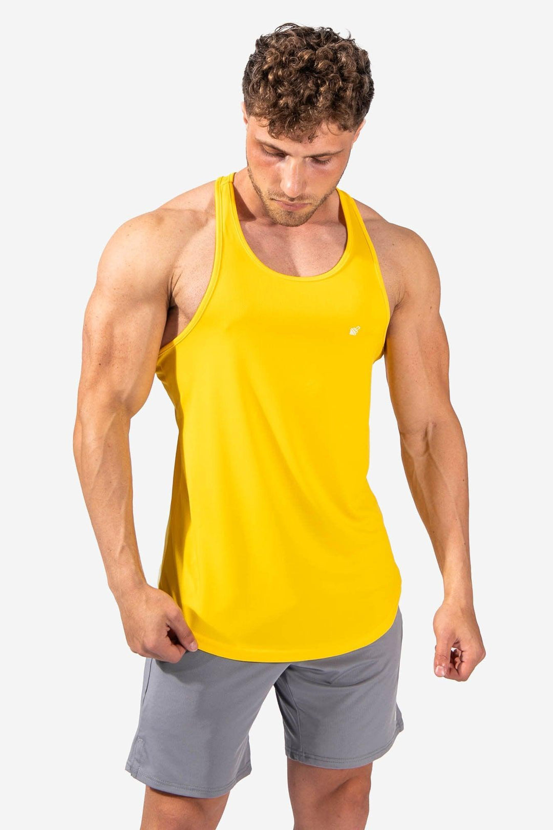 Men's Dri-Fit Workout Bodybuilding Stringer - Yellow Tank Tops Jed North