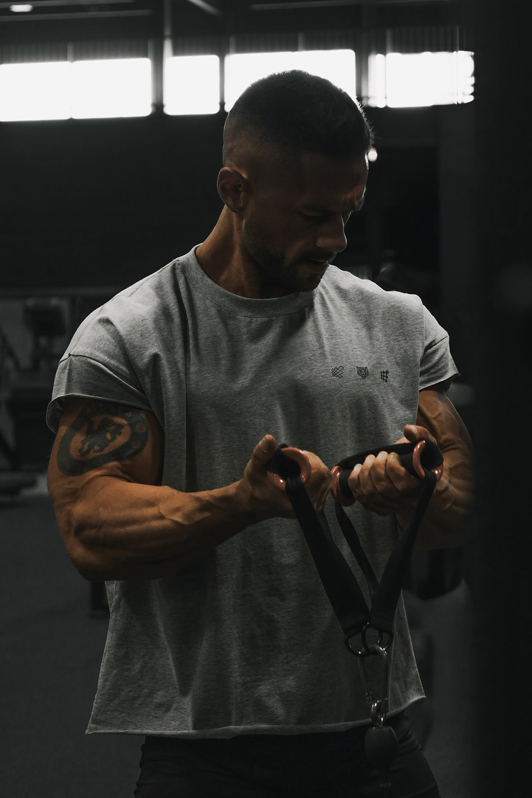 Oversized Raw-Cut Cropped Tee - Heather Gray