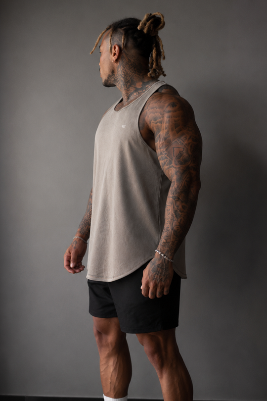 Fast-Dry Bodybuilding Workout Stringer - Dusted Khaki