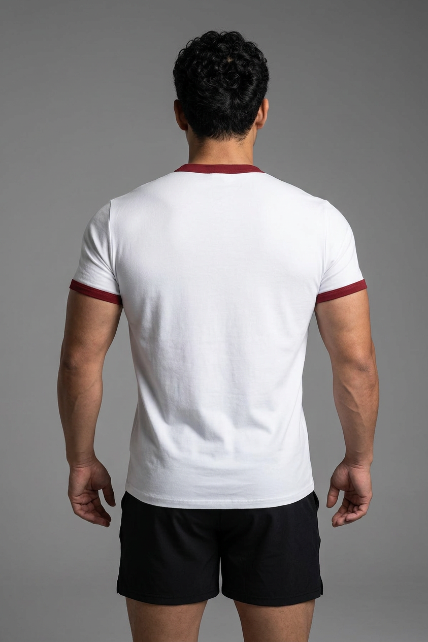 Muscle-Fit Ringer Tee - White w/ Red Trim