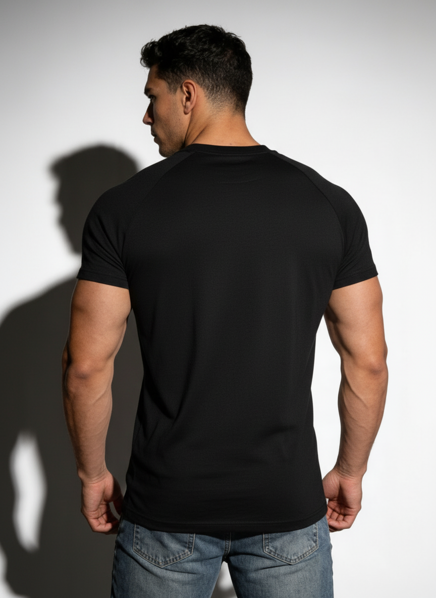 V Neck Muscle-Fit T-Shirt - Black