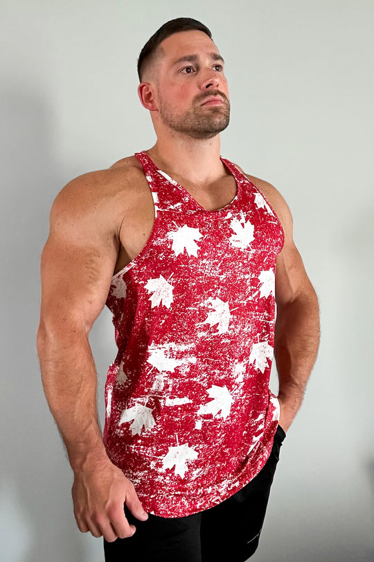 Graphic Muscle Stringer - Red Maple Leaf