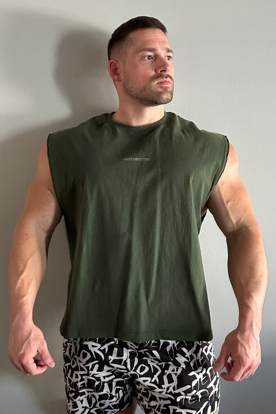 Box Cut Muscle Tee - Forest Green