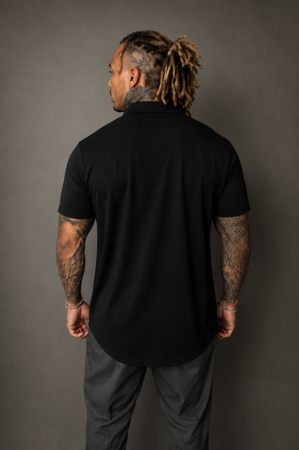 Premium Stretch Button-Up Shirt - Midnight Black