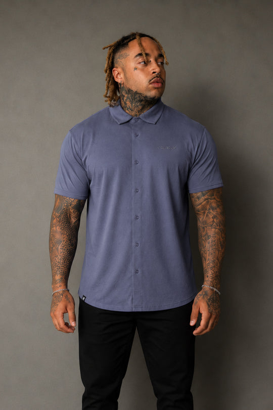 Premium Stretch Button-Up Shirt - Stone Gray