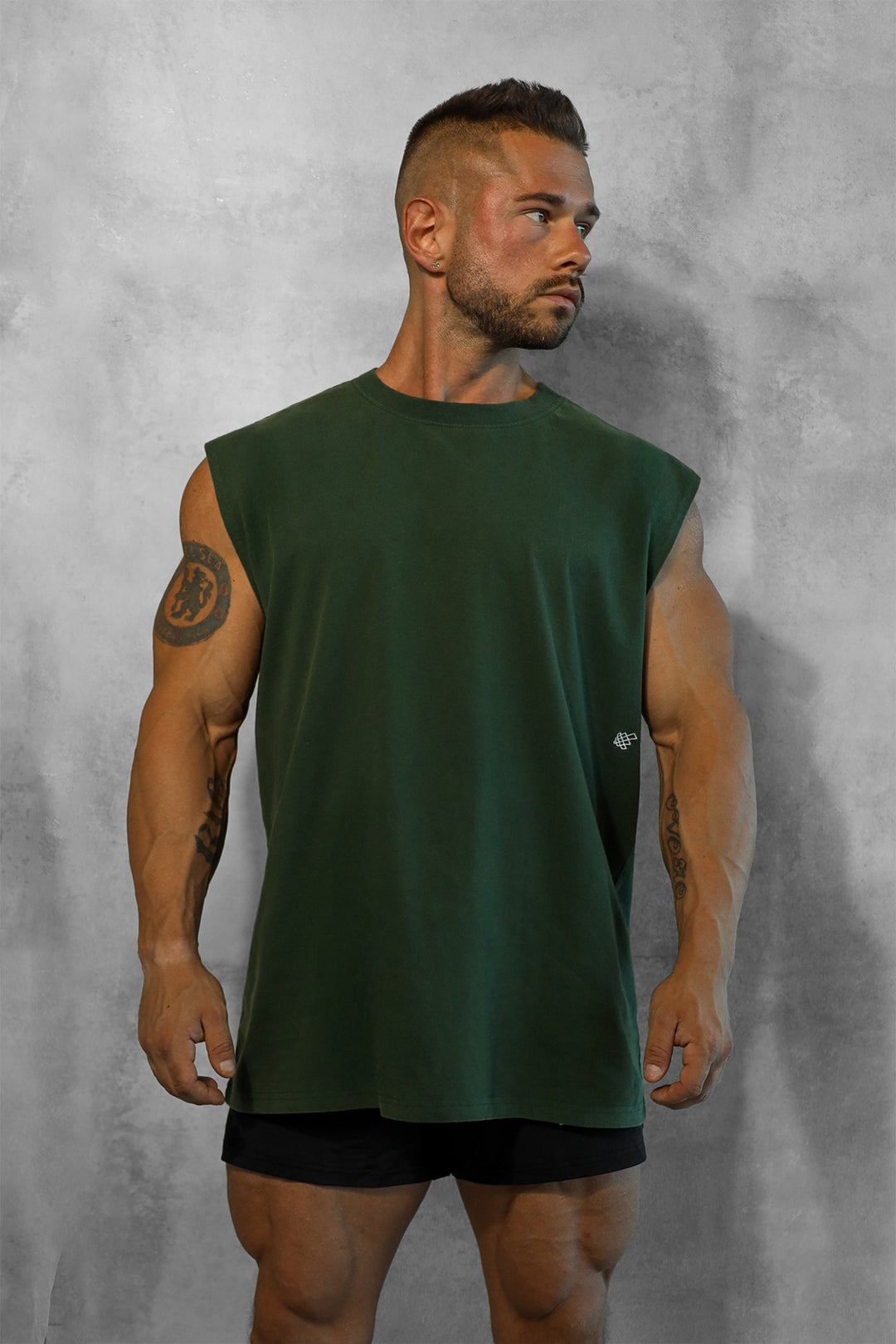 Retro Oversized Muscle Tee - Forest Green