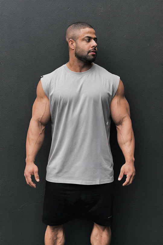 Retro Oversized Muscle Tee - Light Gray