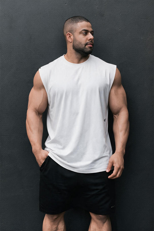 Retro Oversized Muscle Tee - Washed White