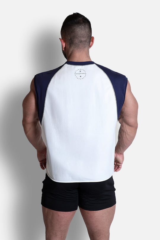 Raglan Sleeveless Tank Top - White & Navy