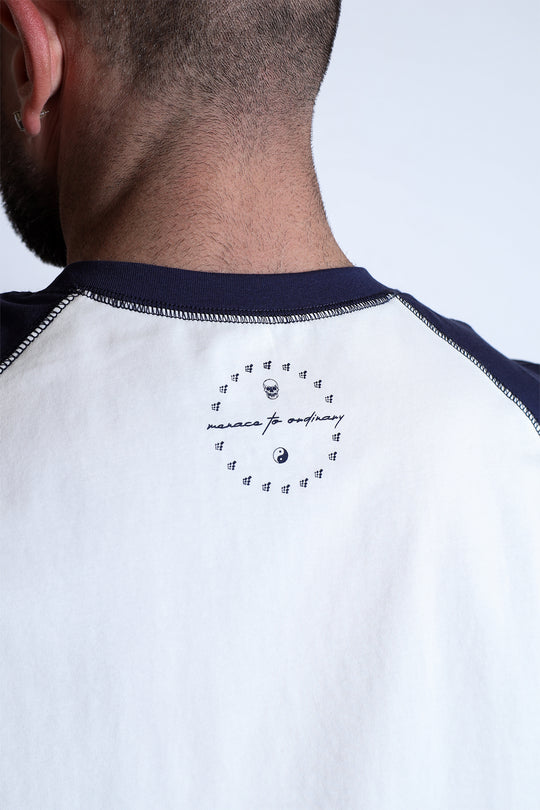 Raglan Sleeveless Tank Top - White & Navy