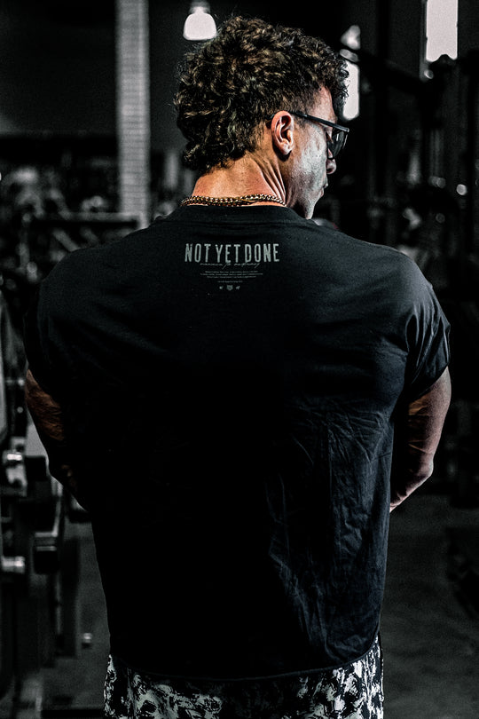 Oversized Raw-Cut Cropped Tee - Black