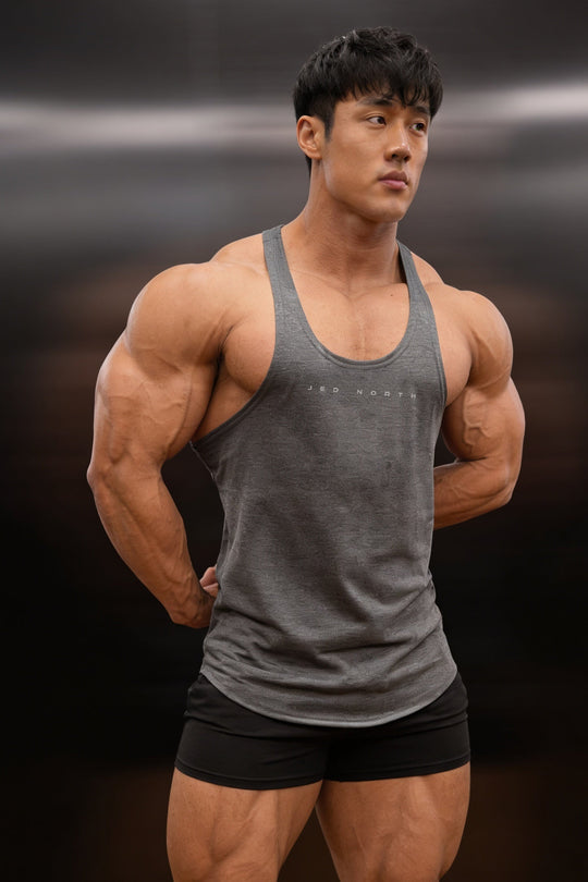 Classic Bodybuilding Racerback Stringer - Heather Gray