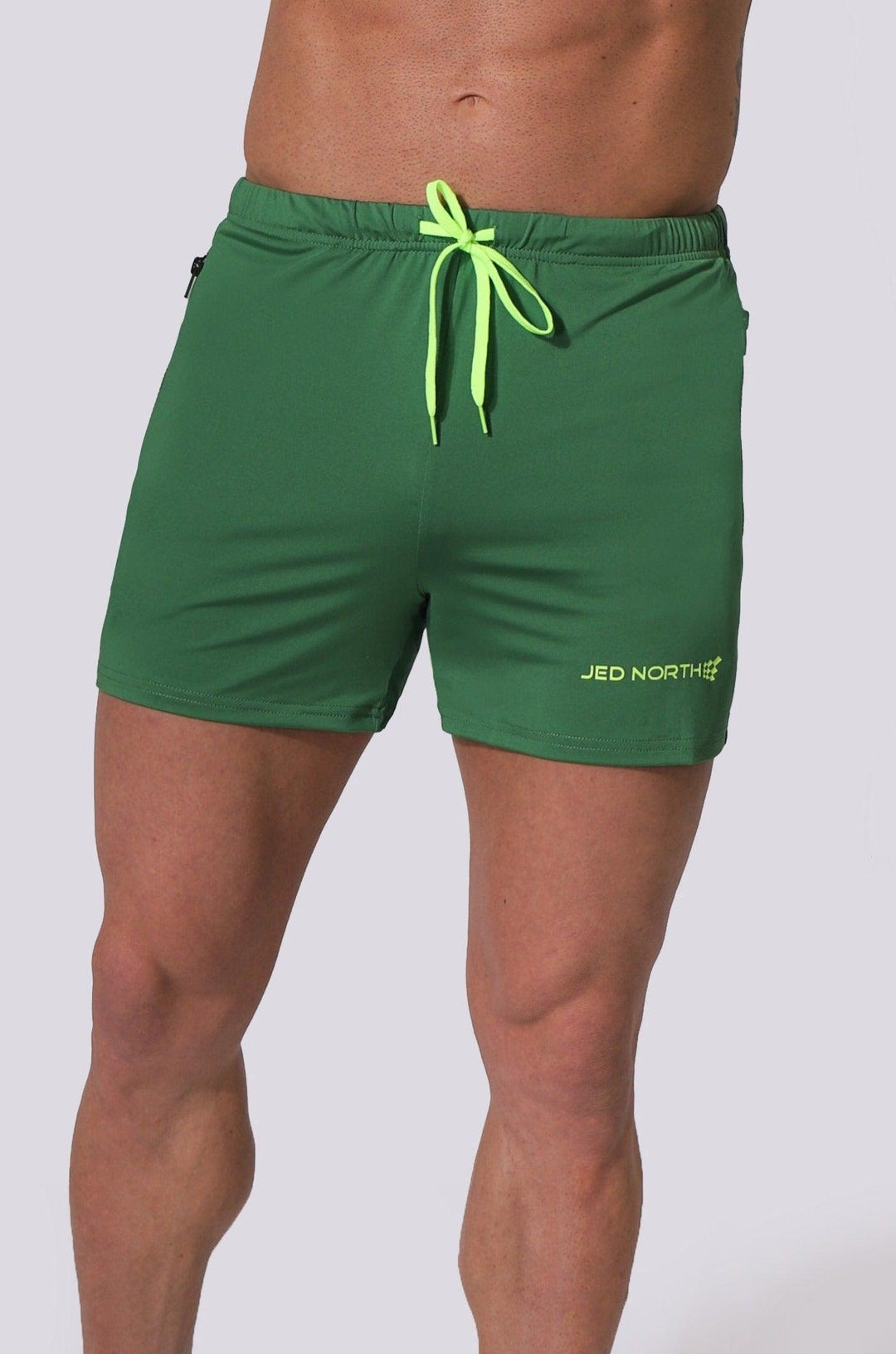 Agile Bodybuilding 4'' Shorts w Zipper Pockets - Green - Jed North